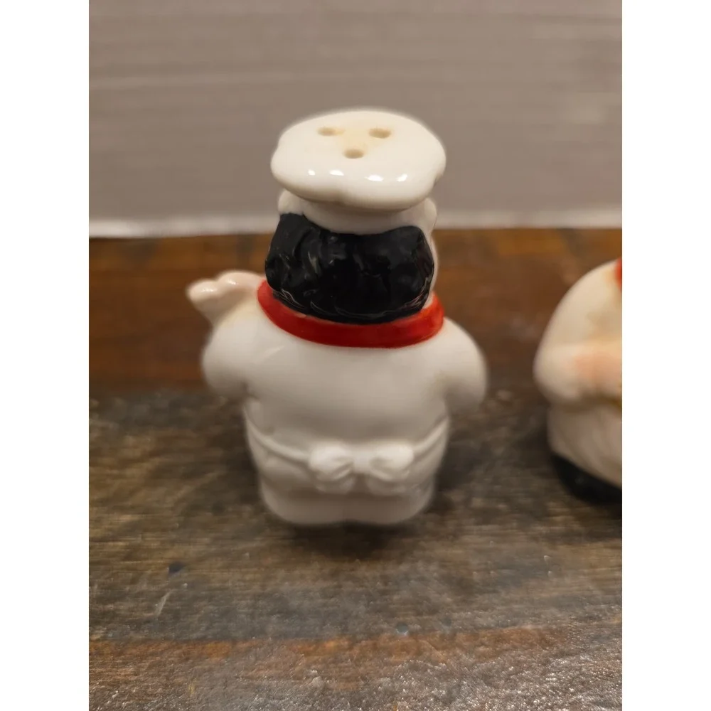 Vintage Fat Italian Chef Salt and Pepper Shaker Matching Set